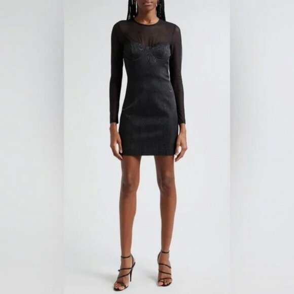 Alice + Olivia Dresses & Skirts - Alice + Olivia Black Takako Mesh Long Sleeve Minidress